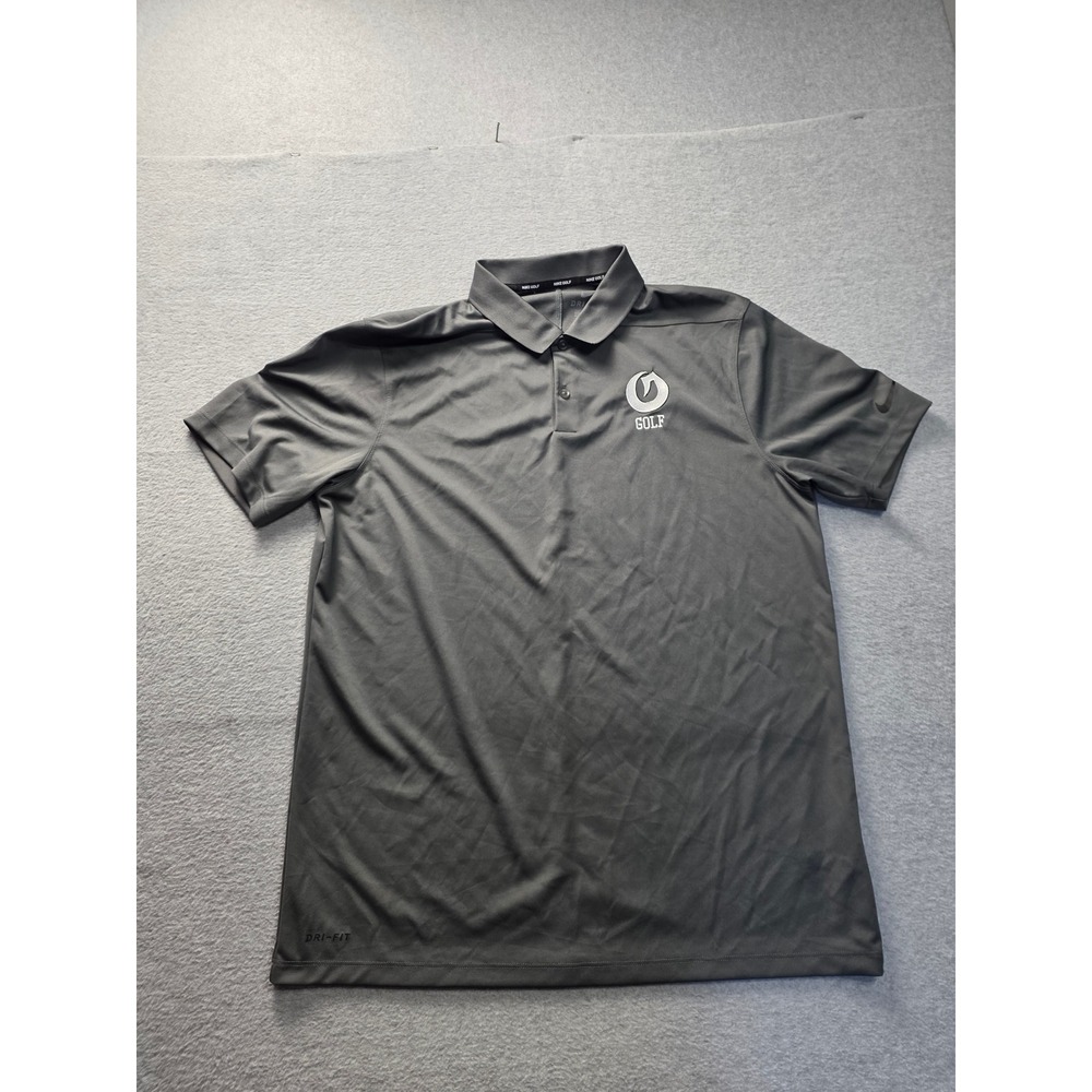 Nike‎ Golf Dri-FIT Polo Shirt Mens Large Gray Embroidered Golf Logo Athletic